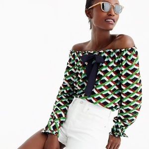 NWT📌J. Crew Off-The-Shoulder Top in Ratti Diamond
